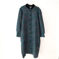 vintage 古着 花柄 ラメ ジャガード ベロア ロング ワンピース