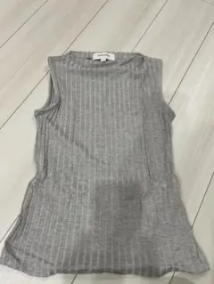 グレー ストライプ ノースリーブトップス