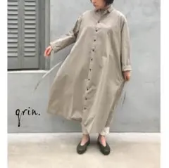 新品　grinグリン タフタピーチ　バックコクーン　ワンピースコート