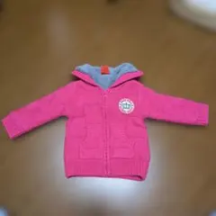 ピンク フード付き ニットパーカー 80cm ベビー服 BABY DOLL