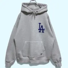 セール《美品》MLB☆ロサンゼルス・ドジャース パーカー 刺繍ロゴ グレー M
