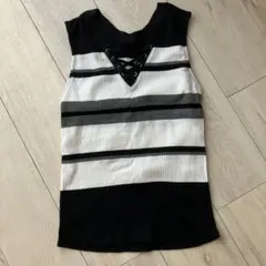AZUL by moussy レースアップ タンクトップ ボーダー Sのサムネイル