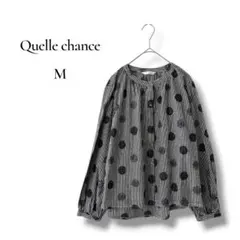 Quelle chance 長袖ブラウス M ストライプ ドット ノーカラーのサムネイル