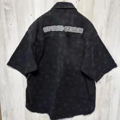 美品☆STUDIO SEVEN &GUコラボ黒デニムシャツ ロゴ刺繍 Ｍサイズ