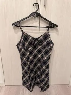 チェック柄キャミワンピース