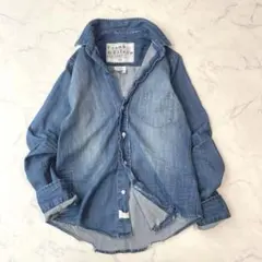 美品 フランク＆アイリーン BARRY デニムシャツ S ダメージ加工 ブルー