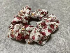 小花柄レースミニシュシュ　赤×白　未使用　☆最終価格☆