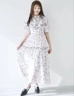 【美品未使用】dazzlin ラッフルリボンフラワーワンピース