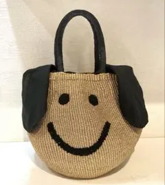 【美品】a-jolie メタリックスマイルカゴバッグ ゴールド