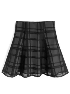 GRL インパン裏地付きチェック柄フレアミニスカート