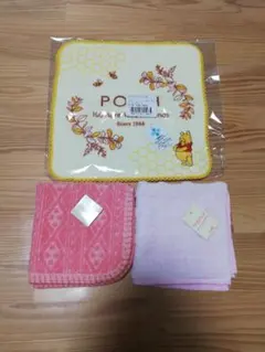 新品！くまのプーさん他　レディースタオルハンカチ　３枚セット