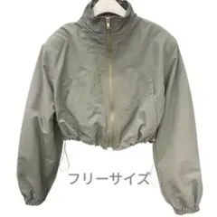 ショート丈 ブルゾン ジャケット グレー　フリーサイズのサムネイル