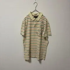 オールド　STUSSY ステューシー ボーダー ポロシャツ 刺繍 L バータグ