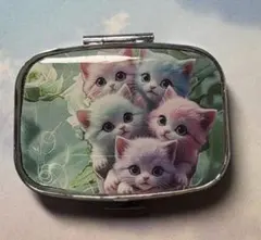 ハンドメイド レジン 虹色 猫 ピルケース