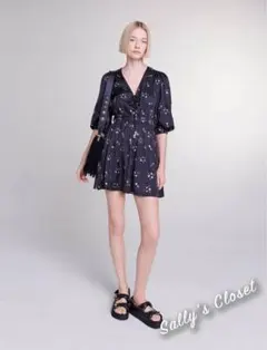 ❤️24新作 ♡ maje 黒花柄ミニワンピース 新品♡　231