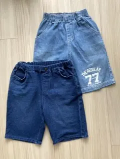 キッズ☆デニムハーフパンツ　サイズ130 2枚セット♪