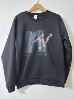 試着のみ　MTV ロゴ入り ブラック 裏起毛トレーナー　L