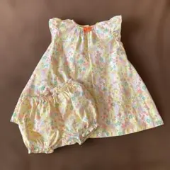 プチバトー 花柄ワンピースとオーバーパンツセット 24m/86cm