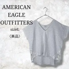 美品✨【アメリカンイーグル】メッシュ編みサマーニット　半袖シャツ　Ｖネック　L