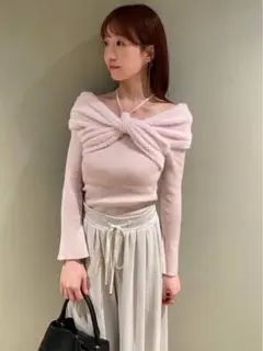 anuke シアーカーディガン タンクトップ カーディガンセット ピンク