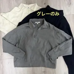 ユニクロ　スムースコットンリラックスポロセーター　グレーのみ