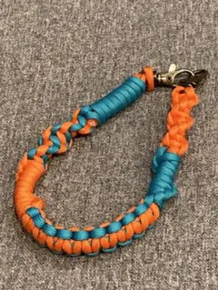 パラコード携帯ストラップ オレンジと青 ハンドメイド　12