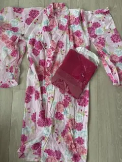 セパレート浴衣ドレス ピンク 花柄 100 3歳 4歳 女の子 夏 祭り 帯