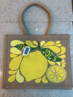 新品　Trader Joe's レモンエコバッグ　アメリカ　麻バッグ
