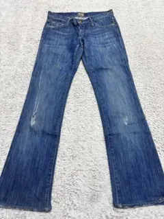 ゴールドサイン　ダークブルー フレアパンツ 切りっぱなしのサムネイル