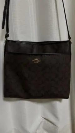 COACH シグネチャー ショルダーバッグ ブラック ダークブラウン