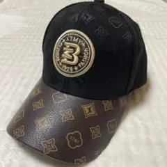 ✨美品✨XTMY キャップ 帽子 黒 ブラック モノグラム 総柄 ゴールド 刺繍