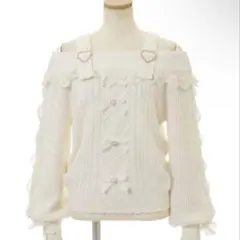 ♡LIZLISA レースアップスリーブオフショルニット