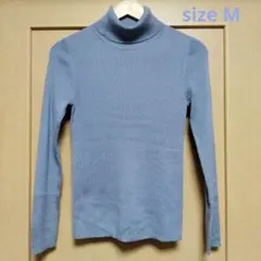 GU ニット タートルネックセーター ブルーグレー