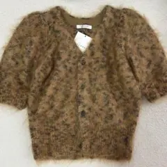 【MACPHEE】美品レオパード ハーフスリーブカーディガンのサムネイル
