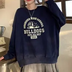 カレッジロゴ トレーナー オーバーサイズ 韓国ファッション ユニセックス