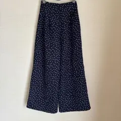 GU ネイビー ドット柄 ワイドパンツ