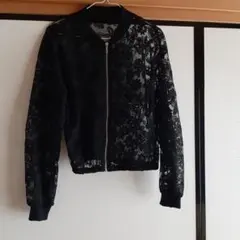 シアー 花柄刺繍 ブルゾン ブラックのサムネイル