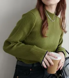 DISCOAT リブニット モチモチリブパイピングハイネック