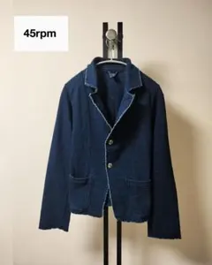 45rpm/インディゴ染めコンチョ2Bジャケット/R刺繍ロゴ/グランジ加工