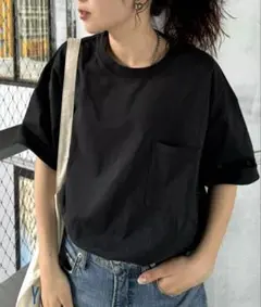 CIAOPANIC TYPY コットンクルーネックポケット半袖Tシャツ　ブラックのサムネイル