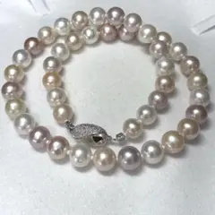 【超大珠 テリ強】本真珠 マルチカラー ネックレス 8.7-9.5mm