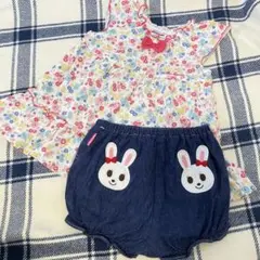 ミキハウス うさぎ刺繍 ロンパース セット - メルカリ