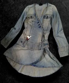 DIESEL グランジミニワンピースデニムウォッシュ加工XS　y2k