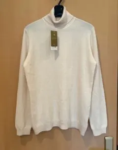 未使用品 ユニクロ カシミヤ100% タートルネック オフホワイト XL