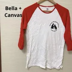 Bella + Canvas赤と白のラグランTシャツ チャリティーT