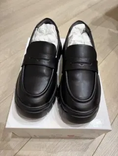 新品未使用 ダイアナ ローファー スニーカー 黒合皮スムース ブラック 23cm