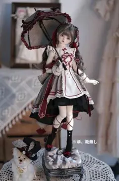 ドール用衣装 (薔薇のシャツワンピース セーラー襟/半袖 グレー)1/4