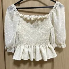 mellowneonパフスリーブ ブラウス フレンチガーリー 森ガール ドットのサムネイル