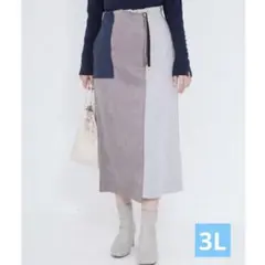 【日月限定価格！】ラビアンジェ　バイカラースエードタイトスカート 3L