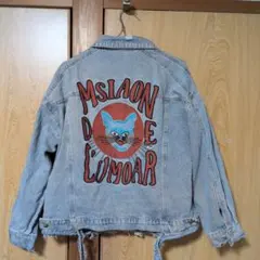 Rccatデニムジャケット 猫イラスト刺繍